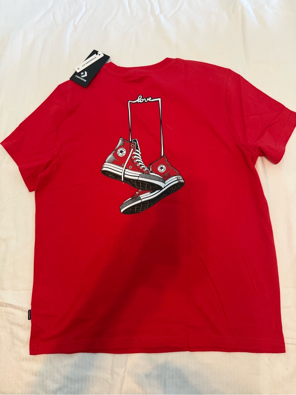 New womens Converse Sz M Red Graphic Short Sleeve Shirt
